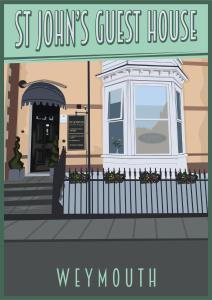 a storefront of a guest house with a fence at St John's Guest House in Weymouth