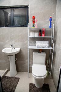 ein Bad mit einem WC und einem Waschbecken in der Unterkunft Modern Village Apartments in Chipata