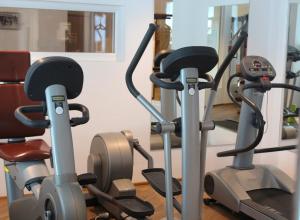 a gym with two exercise bikes on the floor at Marienhof in Unterkirchbach