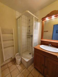 a bathroom with a shower and a sink at Lautaret 5 - C5 - Appart spacieux vue - 10 pers in Les Deux Alpes