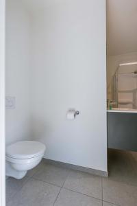 bagno bianco con servizi igienici e lavandino di Comfortable studio with terrace in Antwerp ad Anversa