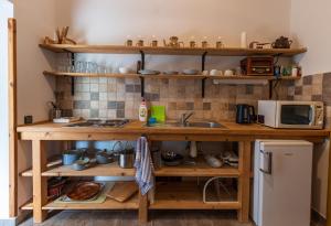 Kuchyň nebo kuchyňský kout v ubytování Apartmány Modrá Vrata