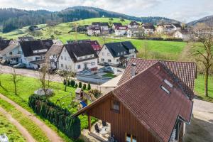 an aerial view of a small village with houses at Ziegelhof in Schuttertal