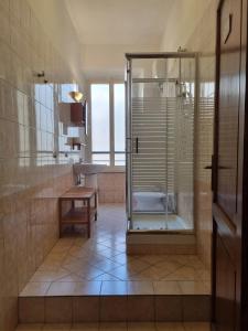 a bathroom with a shower and a sink at Reyes Suite in Rome