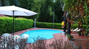 een zwembad met een parasol en een parasol bij Finca PANACA Jagüey 12 VIP Group - Villas for Rent in in Quimbaya