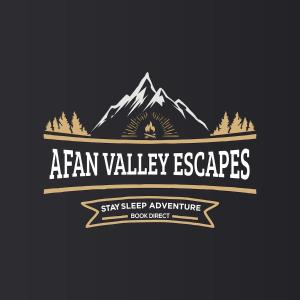 a firm valley escapes logo with mountains and trees at Llareggub by StayStaycations in Port Talbot