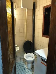 ein kleines Bad mit WC und Waschbecken in der Unterkunft Vikendica DUNAV Vinci in Golubac