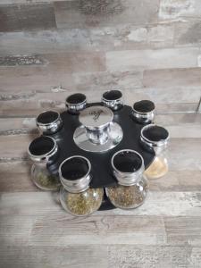 a group of bowls and pans on a table at Haus am Waldrand in Bad Hersfeld +9 photos