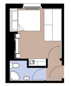 a floor plan of a small house at Apt 03 Beachside Beauty Central Studio Steps from Cafes in Brighton & Hove