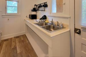 uma cozinha com um lavatório e uma bancada em Port Huron Temp Stays - Apartment 1 em Port Huron