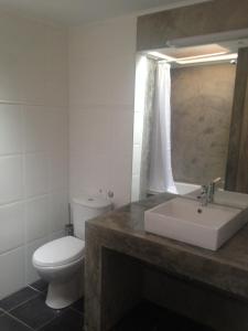 a bathroom with a sink and a toilet and a mirror at Vinha da Quinta in Sintra