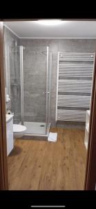 ein Badezimmer mit Dusche und Toilette in der Unterkunft Hotel Anker in Rottenburg