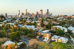 Nespecifikovaný výhled na destinaci Brisbane nebo výhled na město při pohledu z motelu