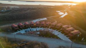 an overhead view of a bridge over a river at CampQYB- Modern Lux Cabin Hot Tub FirePit Games in Runaway Bay +57 photos