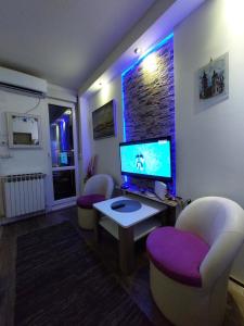 Televiisor ja/või meelelahutuskeskus majutusasutuses Belgrade Waterfront studio