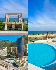 uma colagem de fotografias de um resort e de uma piscina em Hotel Nacional no Rio de Janeiro