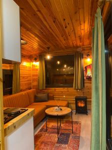 a living room with a couch and a stove at Ritiny House in Ardeşen