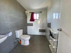 een badkamer met een toilet, een wastafel en een douche bij Malipaj Apartments in Panglao