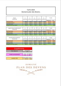 ein Zeilenschema des Plans, das von den Dokumentationsplänen abweicht in der Unterkunft Domaine Plan des Devens in Roussillon