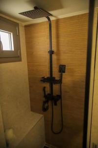 a shower stall in a bathroom with a shower at Αntonia πολυτελείς διαμονή στο χωριό Λιγόρτινος! in Heraklio Town +17 photos