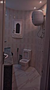 Baño pequeño con aseo y lavamanos en الاسكندريه العجمي/اكتوبر شاطئ النخيل, en Alejandría