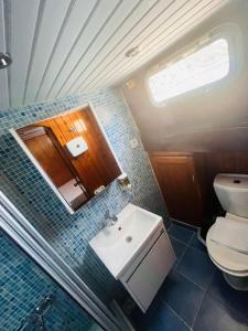 a bathroom with a toilet and a sink at Lusaas Yacht in Kas