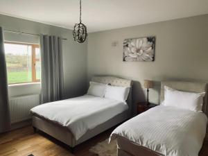 1 dormitorio con 2 camas y ventana en St John's B and B en Roscommon