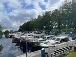 un montón de barcos atracados en un puerto deportivo en St John's B and B en Roscommon