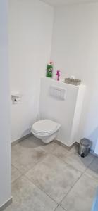 a white bathroom with a toilet in a room at Studio plein Sud au calme in Montauban