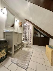 ein Bad mit einem Waschbecken und einem WC in der Unterkunft Ship's Knees Inn in East Orleans