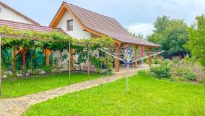 een huis met een tuin met een bos van wijnstokken bij Vilux with indoor private parking in Braşov