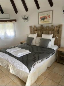 a bedroom with a large bed in a room at Hôtel du Pont Blanc in Saintes-Maries-de-la-Mer