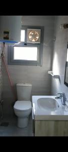 La salle de bains est pourvue de toilettes et d'un lavabo. dans l'établissement المهندسين, au Caire