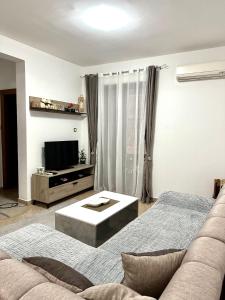 a living room with a couch and a television at Apartman Marko in Risan