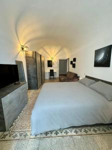 a bedroom with a large bed and a television at Giulivi Assisi Apartments in Assisi