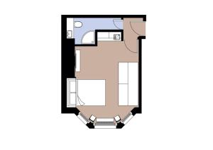 a black and white floor plan of a house at Apt 06 Stylish Studio steps from Beach, Cafe's & Bar's in Brighton & Hove