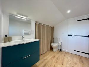 a bathroom with a sink and a toilet at Studio à Saint-Palais avec parking. in Saint-Palais +13 photos