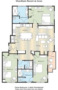 un plan d'étage d'une maison dans l'établissement Club Wyndham Resort at Avon, à Avon