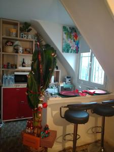 a kitchen with a plant in the middle of a room at Expo Paris Versailles in Paris