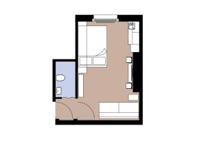 a floor plan of a small house at Apt 08 Beachside Beauty Central Studio Steps from Cafes in Brighton & Hove