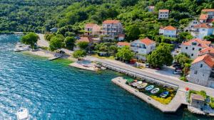 an aerial view of a small town on a river at Studio apartment Villa Radovic in Strp