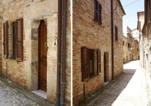 due foto di un vicolo in un vecchio edificio di Casa La piccola Macina Ripatransone a Ripatransone