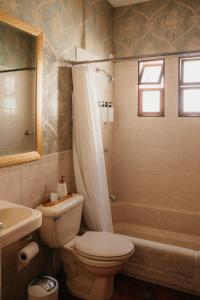 a bathroom with a toilet and a shower and a sink at Autumn in Antigua Boutique Hotel in Antigua Guatemala