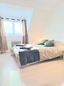 - une chambre avec un lit et une fenêtre dans l'établissement La Belle Du Thil - Spacieuse - Proche Aéroport, à Beauvais