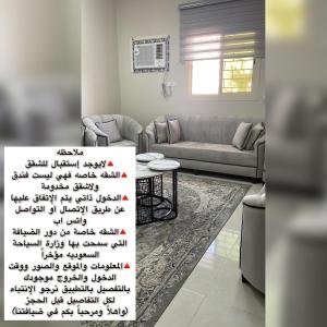 همس المدينة شقة مفروشة في آبار علي: غرفة معيشة مع أريكة وطاولة