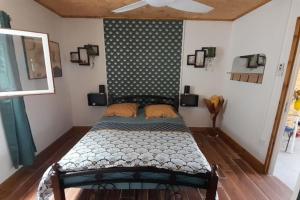 1 dormitorio con 1 cama en una habitación en Gite Mon Ti caze Goyaves en Saint-Joseph