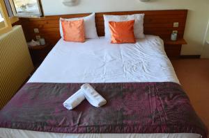 a bed with two rolls of toilet paper on it at Résidence Parc Les Cigognes Albé in Albé