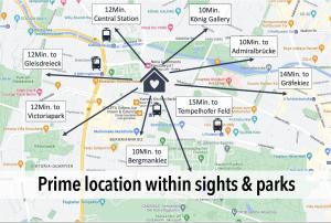 a map of a crime location within sights and pains at 90sqm Masterpiece-Loft in scenic Kreuzberg for up to 6 persons in Berlin