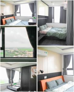 順化的住宿－Ly Homestay - Nera Garden Huế，客房设有床和窗户。