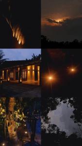 un collage de cuatro fotos de una puesta de sol y una casa en Water Pearl, Kosgama, Seetawaka, en Kosgama